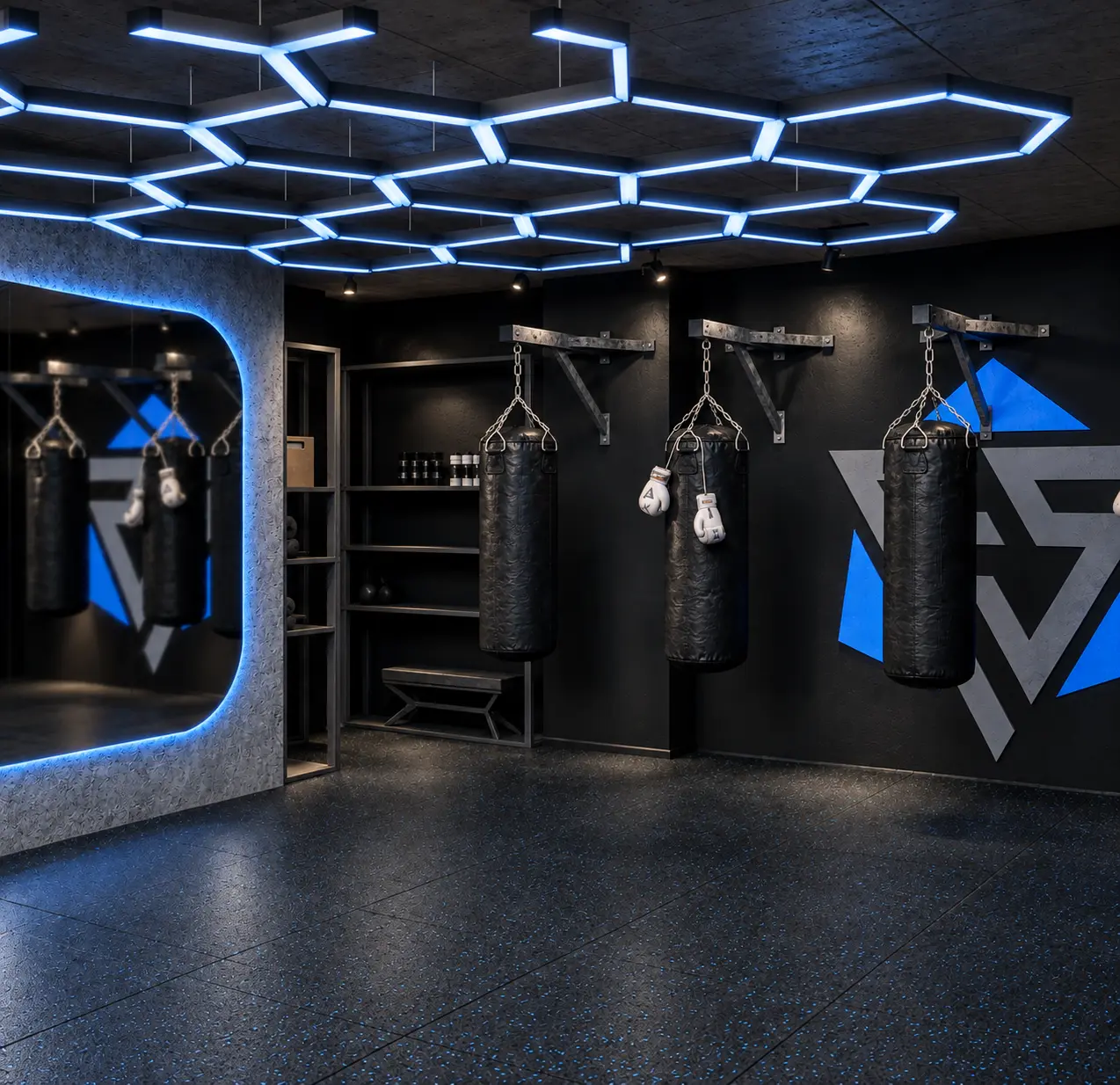 Wizualizacja strefy sportów walki Studio BOHEMA Praga